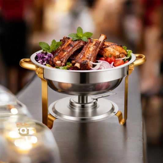 Premium Round Stainless Steel Chafing Dish Set – Elegant Buffet Food Warmer